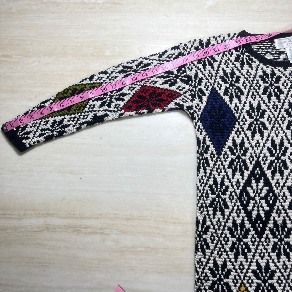 Jones New York Sport Petite Hand Knit Sweater Colorful Diamond Pattern Small - Picture 6 of 10